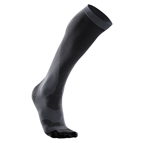 2XU Women's Performance Compression Run Sock, Titanium/Black, Small
