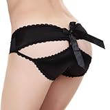 OMO 2pc (Black+Pink)Lady Back Cut Bowknot Cotton Crotch Underwear Panty FWU007