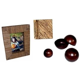 Eco-Friendly Handcrafted Wooden Spheres, Handcrafted Writing Journal & Natural Palm Picture Frame Gift Set