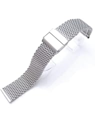 18mm Polished Stainless Steel Wire Mesh Band Double Flip Interlock Clasp