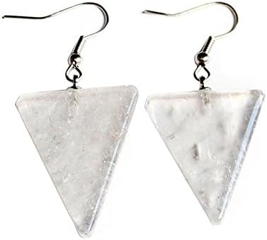 Iminibox 1pair Women Natural Amethyst Mix Style Fashion Triangle Healing Point Drop Earrings Gift (white crystal)