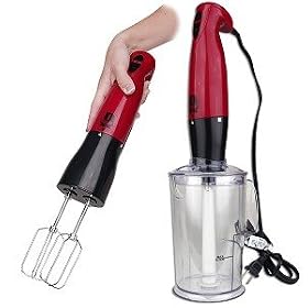 Rocco ROHB300R 330W 2-Speed Immersion Hand Blender w/Accessories (Red)