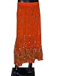 Designer Womens Bohemian Chic Flame Orange Dcrapechic Beaded Embroidered Bellydance Skirt