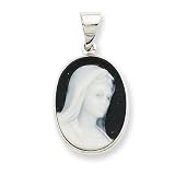 14k White Gold 14x18 Porcelain Cameo Pendant