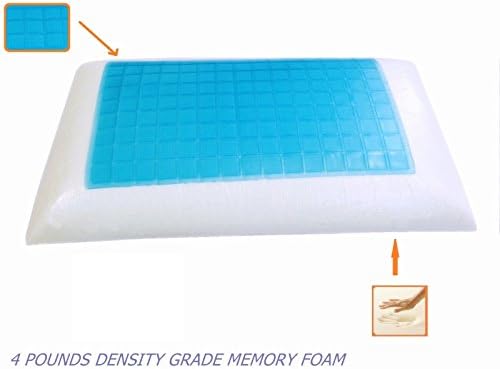2 Queen Solid Piece Memory Foam White Bed Pillows Blue Cooling Comfort Gel Sleep