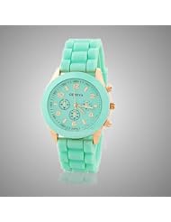 Candy-colored Blue Geneva Silicone Colorful couple of style quartz watches