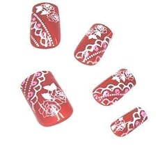 K�nstliche Fingern�gel Nails Rote Rosen 24 St�ck
