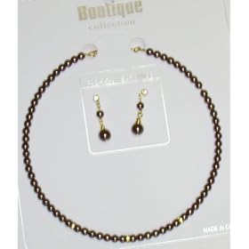 Antique Gold Plated Round Choker Necklace and Earrings