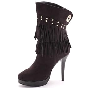 EyeCatchShoes - Women's Valkyrie Fringe Suede Boots