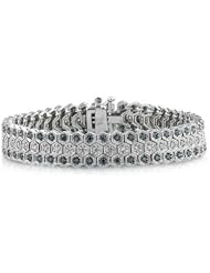 Blue And White Diamond Bracelet in 14k White Gold