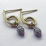 Petite Twig Earrings w / Yellow Gold Buds - B0000EWQWG