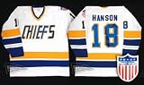Charlestown Chiefs Home White Replica #18 Jeff Hanson Throwback Jersey
