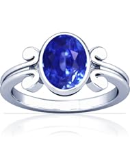 18K White Gold Oval Cut Blue Sapphire Womens Astrological Ring (GIA Certificate)