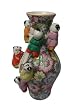 Chinese Thousand Flower design fertility vase with climbing children - 12"H, hand painted porcelain
