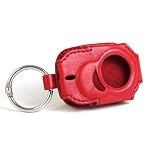 Red Leather Case Cover for Creative Zen Stone Keyring Portable Design Carrying Case