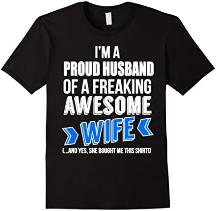 Men's I'M A PROUD HUSBAND OF A FREAKING AWESOME WIFE T-SHIRT 2XL Black