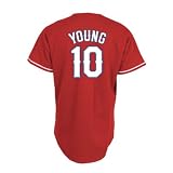 MLB Men's Texas Rangers Michael Young Scarlet Alternate Short Sleeve 6 Button Synthetic Replica Baseball Jersey by Majestic (Scarlet, Large)