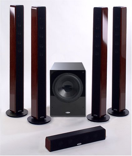 Crystal Acoustics SmArt 4 Home Theater Speaker System with Slim Speakers and 12 THX Select Certified Subwoofer, Dark Cherry Veneer
