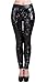 Lotsyle Women's Faux Leather Shiny Sequins Party Footless Leggings Pants