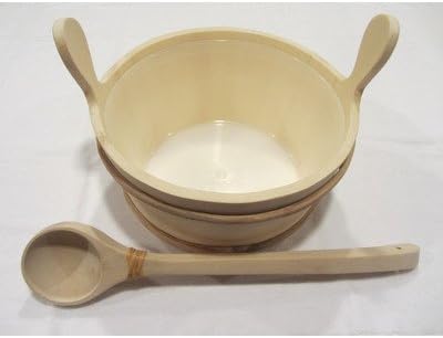 Wooden Pail and Ladle Set with Plastic Liner