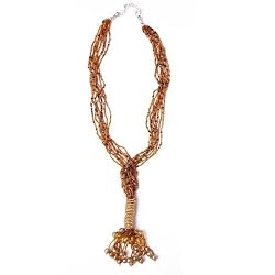 Amber Yellow Multristrand Beaded Necklace