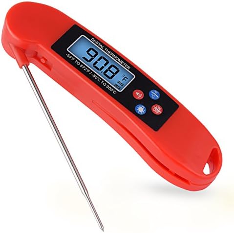 LINK Innovation Talking Instant Read Thermometer Cooking Thermometer BBQ Thermometer with Blue Backlit LCD Display Voice Function for Kitchen Grilling Food Milk Candy and Bath Water ...