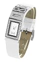 D&G Ladies Shout Quartz Watch DW0506 with Silver Analogue Dial, Stainless Steel Case With Stones and White Leather Strap