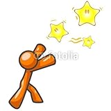 IMAGE OF Wallmonkeys Peel and Stick Wall Decals - Orange Man Reaching for Stars - 48
