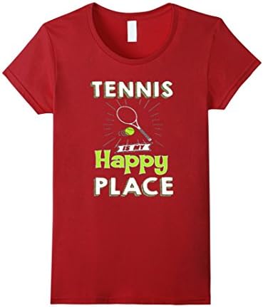 Women's Tennis shirt - TENNIS is my Happy Place XL Cranberry