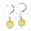 Anna Perrone Yellow Round Glass Bead Earrings Finished with .925 Sterling Silver