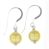 Anna Perrone Yellow Round Glass Bead Earrings Finished with .925 Sterling Silver