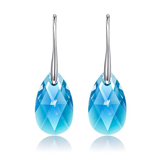 LadyColour Ice Blue Swarovski Crystals Drop & Dangle Pierced Earrings,Women Fashion Jewelry,Great Christmas Gifts,Valentines Gifts,Birthday Gifts