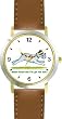 Jack Russell (Parson's) Terrier Dog Cartoon or Comic - JP Animal - WATCHBUDDY&reg; DELUXE TWO-TONE THEME WATCH - Arabic Numbers - Brown Leather Strap-Size-Women's Size-Small