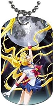 Sailor Moon Crystal Dog Tag Pendant with 30" Aluminum Ball Chain Necklace