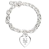 New York Mets Ladies Silver Heart Charm Bracelet