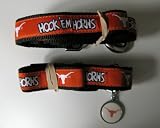 Texas University Longhorns Premium Pet Set Dog Leash Collar ID Tag MEDIUM