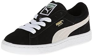 PUMA Suede Junior Sneaker (Little Kid/Big Kid) , Black/White, 5.5 M US Big Kid