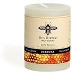Long-lasting Hand-cast 100% Pure Beeswax Candle, 3 inch x 4 inch Beeswax Pillar - Ivory