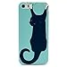 Cute funny Picture Hard Back Case Cover Skin For Apple iPhone5 5G 5S -Light blue with black cat(Package includes: 1 X Screen Protector and Stylus Pen image
