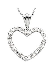 14K White Gold Diamond Heart Pendant with Chain- 1.00 Ct. -- LIFETIME WARRANTY
