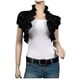 Plus Size Sexy Black Ruffled Collar Cropped Wrap Shrug Bolero