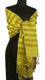 Silk shawl, 'Textured Paths' (olive)