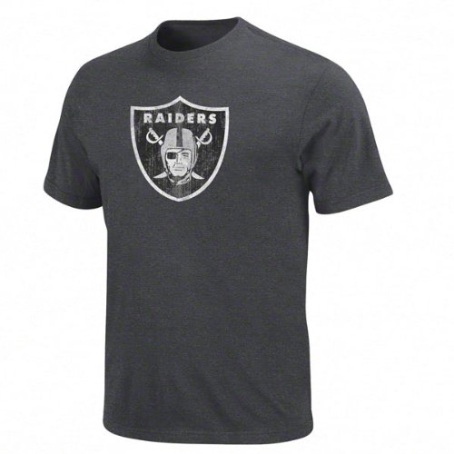 NFL Men's Oakland Raiders Vintage Logo III Short Sleeve Basic Tee (Dark Heather Gray, Medium)