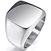 INBLUE Personalized Signet Ring Engraving Color Picture/Black Picture/Blank Custom Photo for Men Women Memorial Stainless Steel Jewelry Bundle with Ring Size Adjusters (Silver Color)