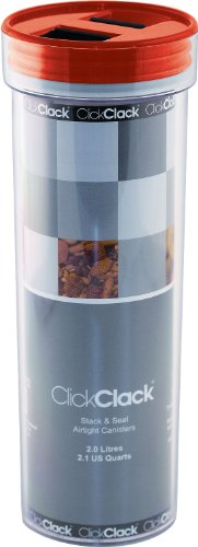 Clickclack Stack and Seal 2.1-Quart Spaghetti Canister, Red Lid