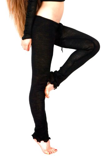 New York Black Large Sexy Sexy Drawstring Low Rise Loose Knit Tights by KD dance New York Fashionable Loungewear, Chic, Warm & Durable Leggings Made In USA