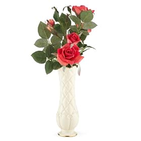 Lenox Say It with Silk Matelasse Bud Vase with Tea Roses