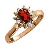 0.63 Ct Oval Red Garnet and White Topaz 18k Rose Gold Ring