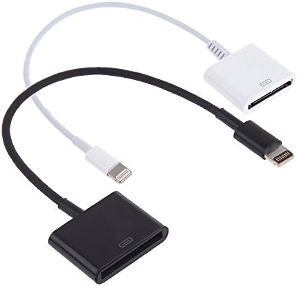 MR ZHU 2 Pack 30 Pin To Lightning adaptor converter Charge and sync cable for iphone6 5s 4s to 5 6 plus for ipad and so on (not for audio) 1black 1 white