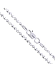 Sterling Silver Diamond-Cut Ball Bead Chain 2mm 925 Italy Dog Tag Necklace 18"